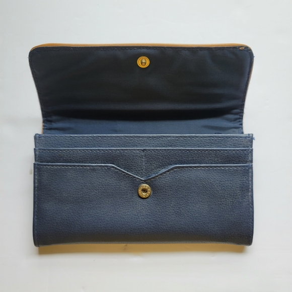 Vintage JORDACHE Blue Leather Snap Front Wallet with Removable Checkbook - Picture 6 of 6